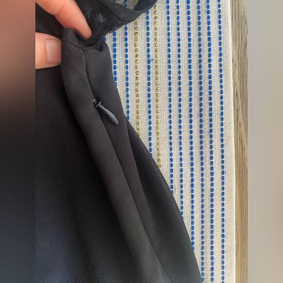 Kimchi Blue  Mini Dress Women Sz 10 Black  Embroidery Button Lace Sleeve Chiffon - Picture 5 of 16